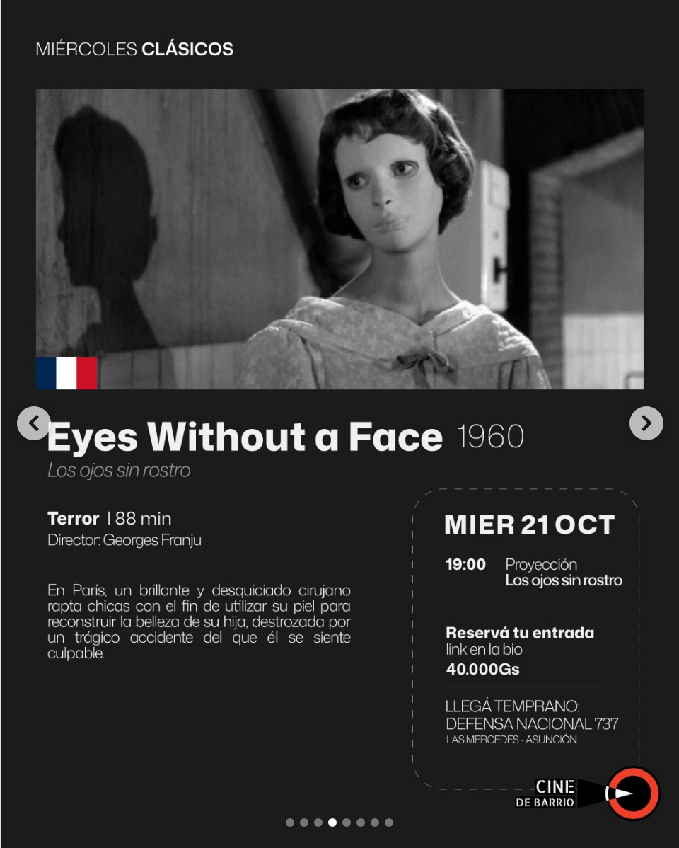 Proyección de Los ojos sin rostro