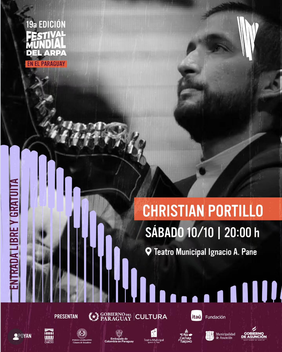 Presentación de Christian Portillo en la 19.ª edición del Festival Mundial del Arpa
