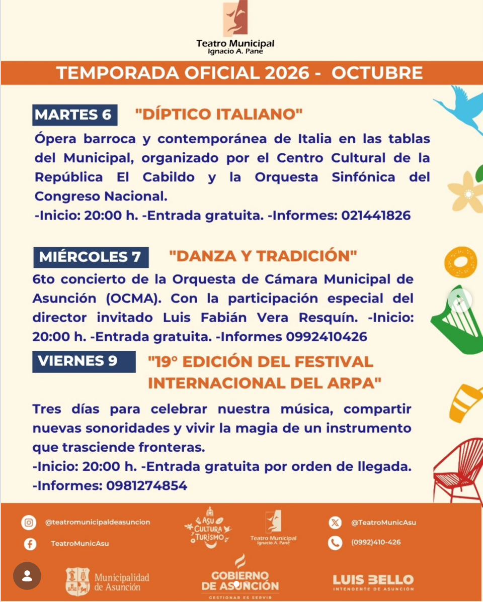 Danza y Tradición: 6.º concierto de la Orquesta de Cámara Municipal de Asunción